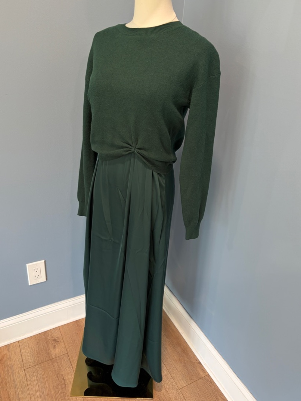 Rachel Zoe Green Maxi Dress & Sweater Set 2 Piece Size M